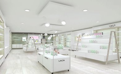 白色简约化妆品专卖店铺装修效果图
